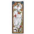 9 Inch W X 25 Inch H Cat & Tulips Stained Glass Window
