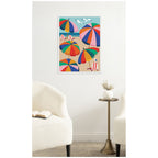 Coastal Beach Umbrellas by Rachel Lee Framed Canvas Wall Art Print