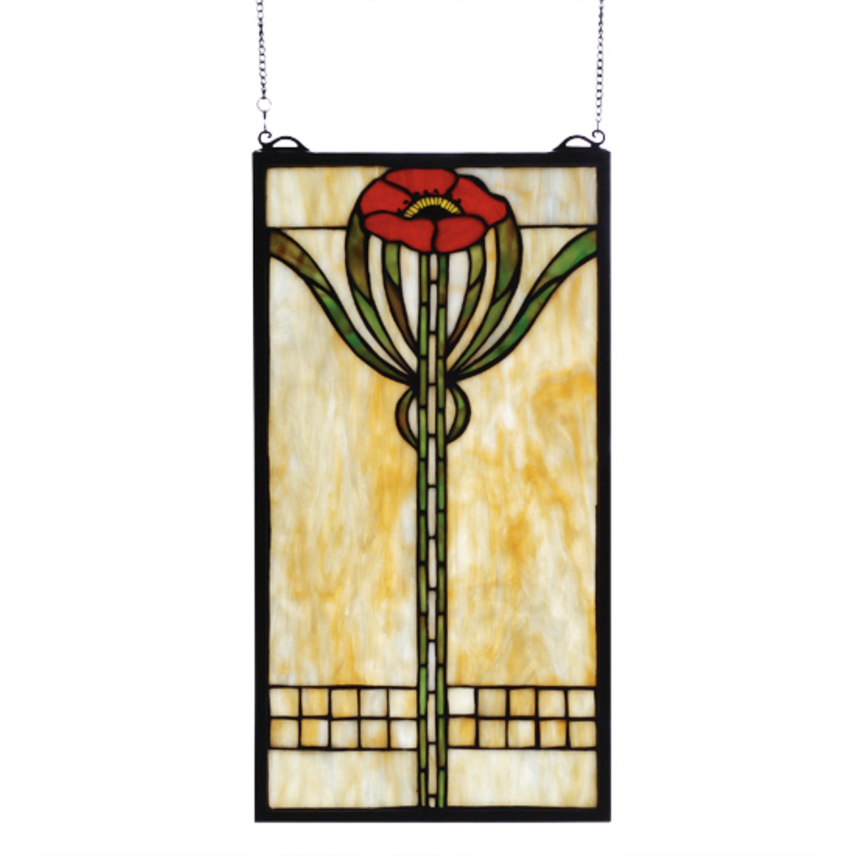 11 Inch W X 20 Inch H Parker Poppy Stained Glass Window