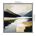 Sylvie Mountain Lake Modern Abstract Landscape Framed Canvas by The Creative Bunch Studio