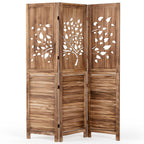 3-Panel Folding Room Divider 67" with Tree Cutout Design