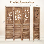 3-Panel Folding Room Divider 67" with Tree Cutout Design