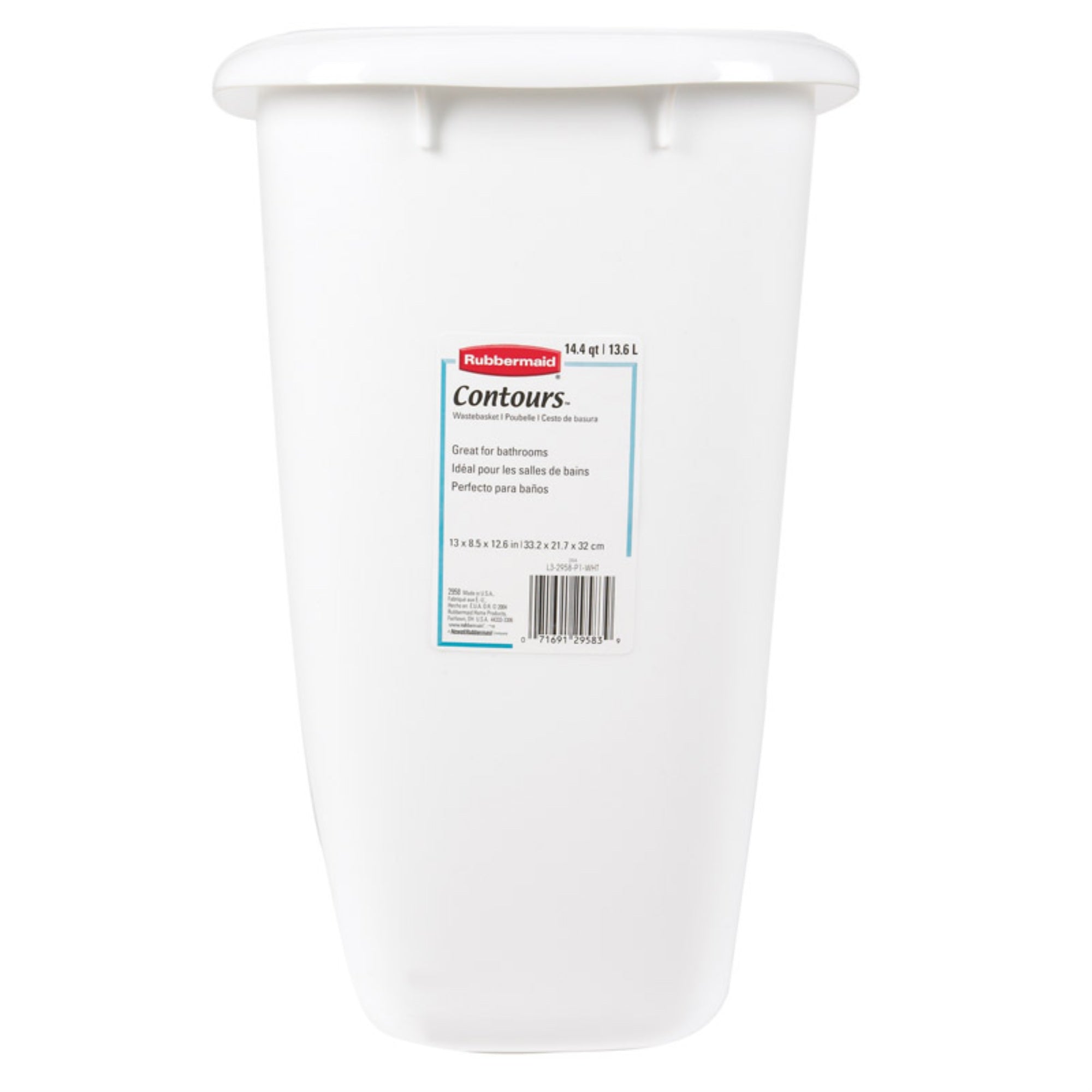 WASTEBASKET 15QT WHITE (Pack of 6)