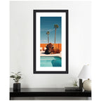 Framed Art Bison Chilling by the Pool in California by Michael Schauer
