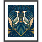 Framed Art Art Deco Herons Blue by Carey Copeland