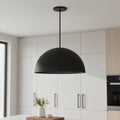 24 Black Aluminum Dome LED Dimmable Outdoor Pendent Hanging Light