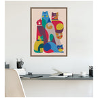 Abstract Retro Modern Cats 02 by Rachel Lee Framed Canvas Wall Art Print