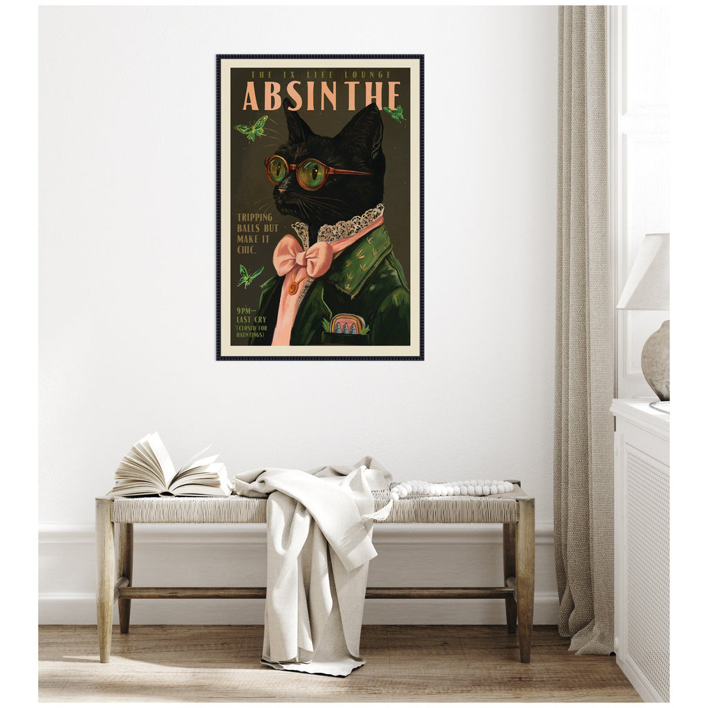 WG Absinthe Kitty by The Whiskey Ginger Framed Canvas Wall Art Print