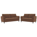 Selma 2piece Velvet Upholstered Crescent Arm Sofa Set Rust
