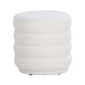 Lorden Round Ottoman Sherpa White