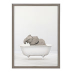 Blake Baby Elephant Solo Bathtub Framed Printed Glass by Amy Peterson