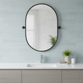 32 Black Aluminum Oval Adjustable Tilting Framed Accent Mirror