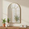 41 Inch Gold Arch Metal Window Pane Framed Accent Mirror
