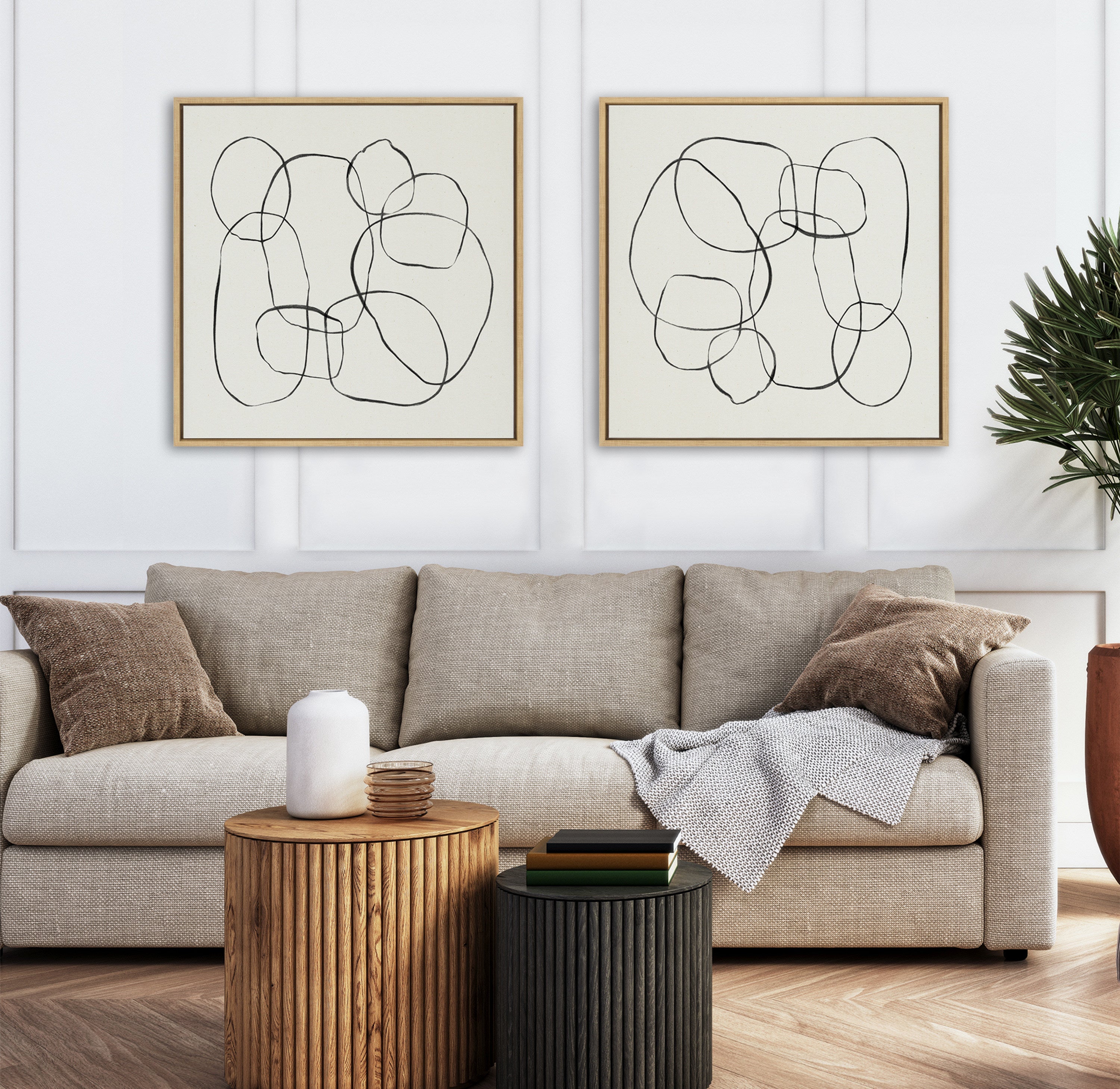 Sylvie Dancing Circles Framed Canvas by Teju Reval of SnazzyHues