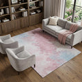 8 X 10 Blush Blue And Ivory Abstract Washable Area Rug With UV Protection