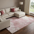 10 X 14 Blush Blue And Ivory Abstract Washable Area Rug With UV Protection