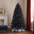 6 Black Pre Lit Full Spruce Christmas Tree