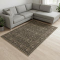 6 X 9 Brown And Beige Floral Medallion Washable Area Rug