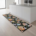 8 Black Green And Orange Floral Washable Runner Rug
