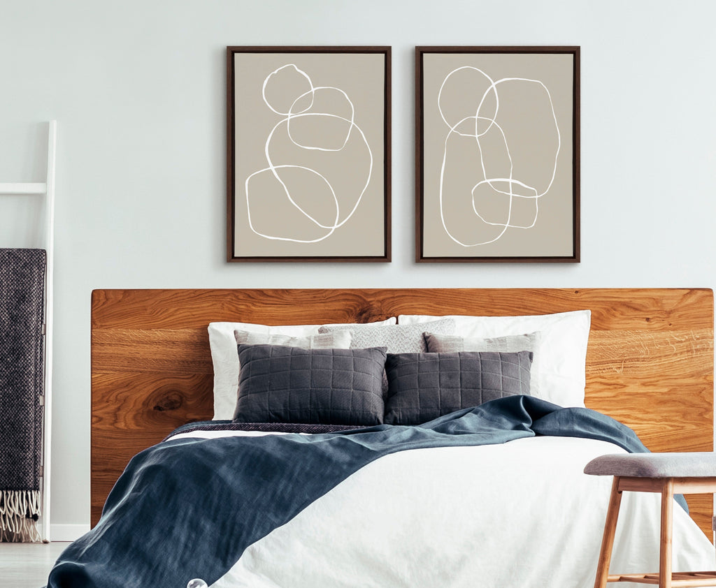 Sylvie Beige Going in Circles Framed Canvas Set by Teju Reval of SnazzyHues