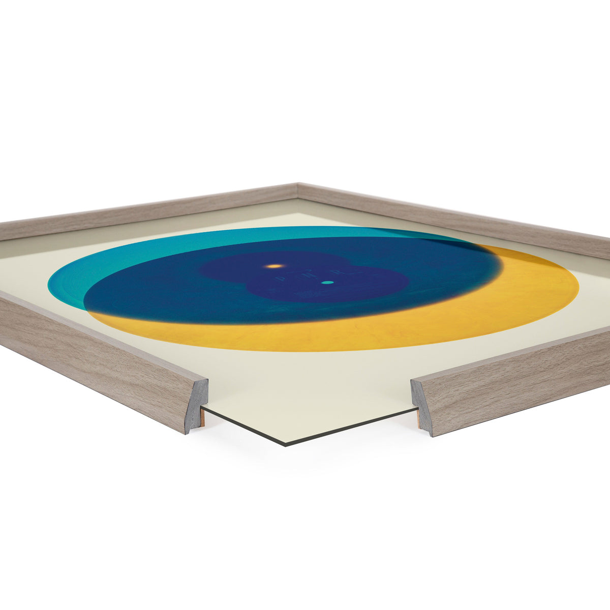 Blake Colorful Records Blue Yellow Framed Printed Glass by Emiko and Mark Franzen of F2Images