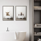 Blake Highland Cow in Tub Color Framed Printed Glass by Amy Peterson Art Studio