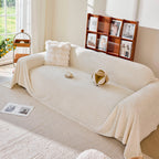 Thick Plush Non-Slip Sofa Throw Cover, Warm Soft Faux Fur Couch Protector for Winter
