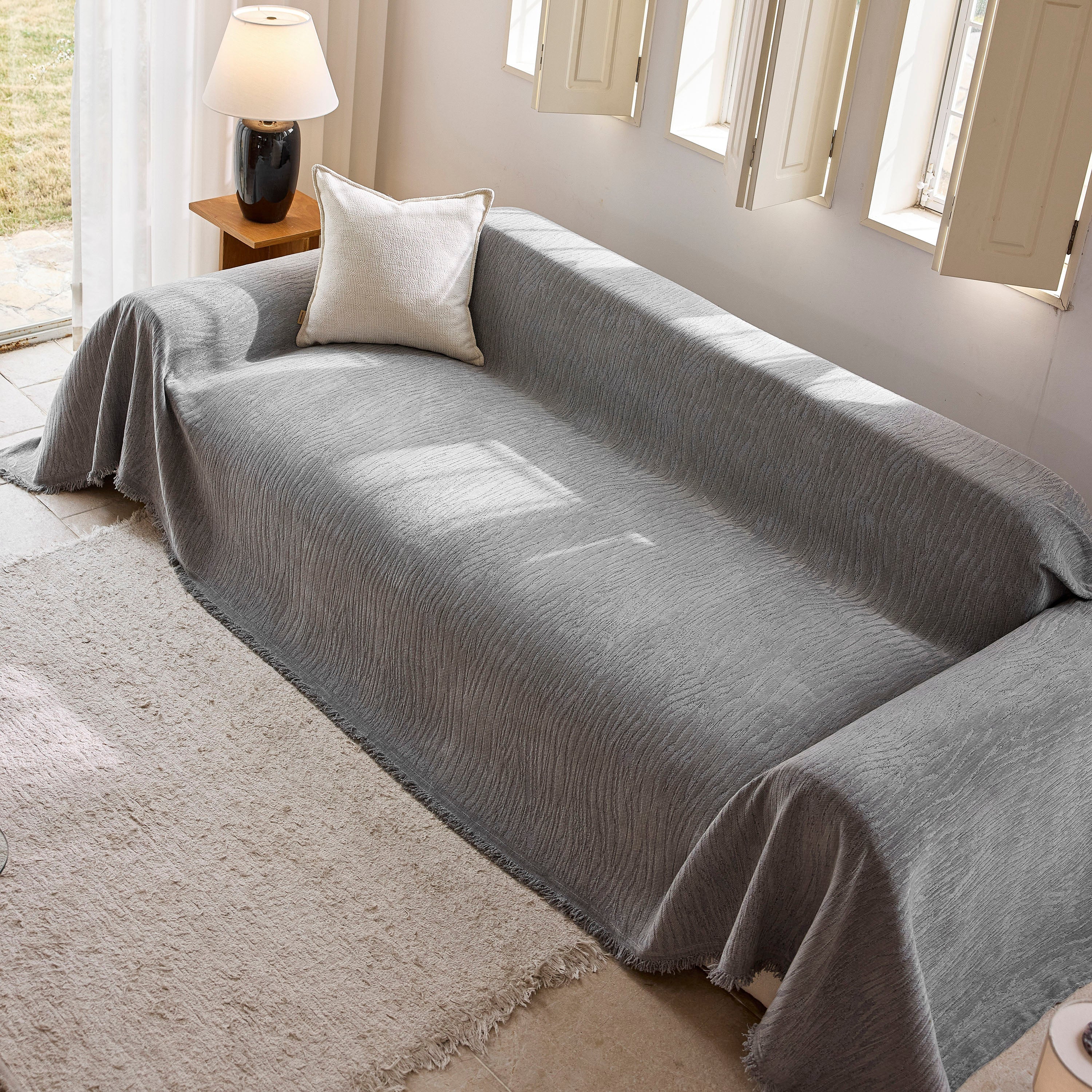 Chenille Sofa Cover Throw Couch Cover Blanket, Soft Slipcover Alternative for Pets