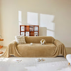 Thick Plush Non-Slip Sofa Throw Cover, Warm Soft Faux Fur Couch Protector for Winter
