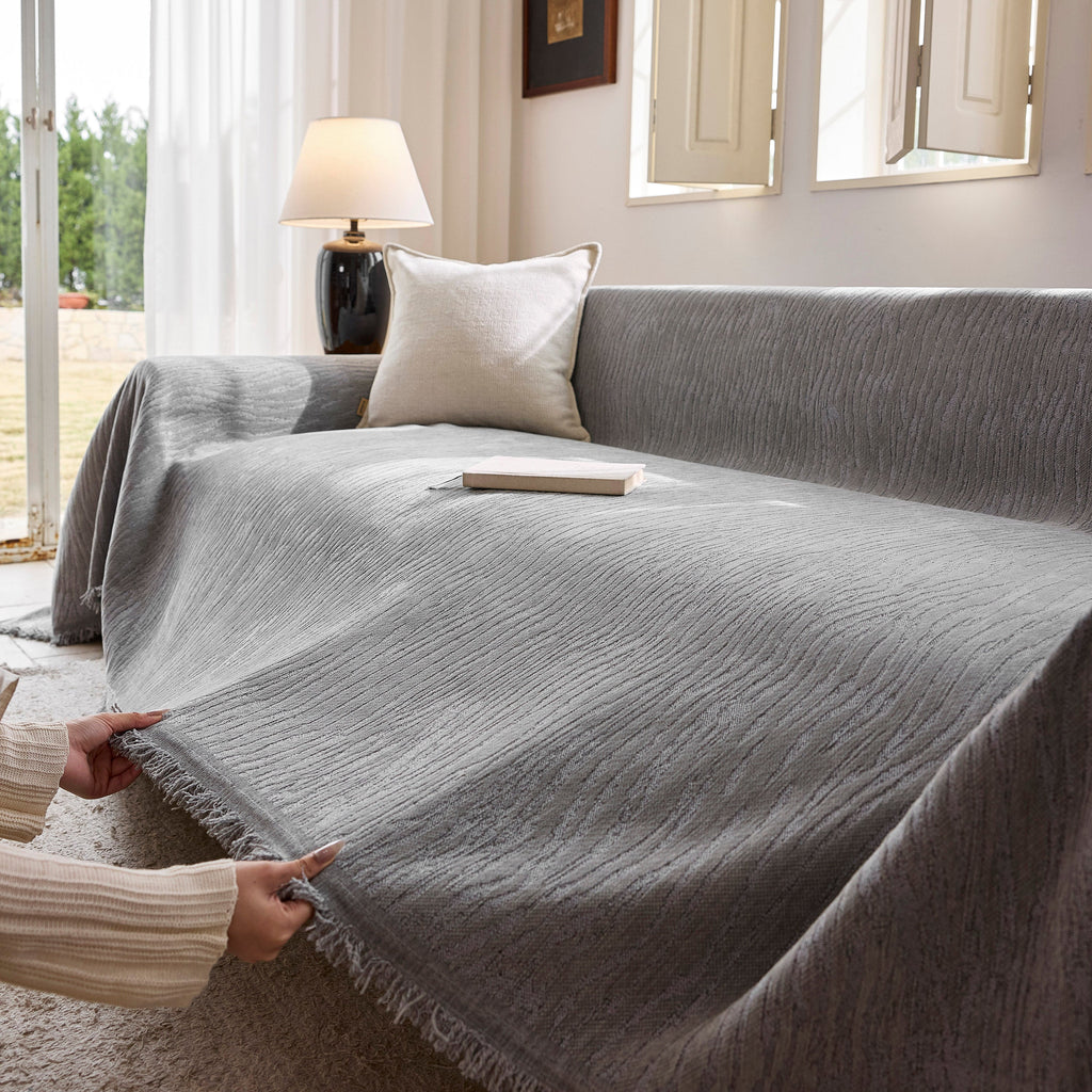 Chenille Sofa Cover Throw Couch Cover Blanket, Soft Slipcover Alternative for Pets