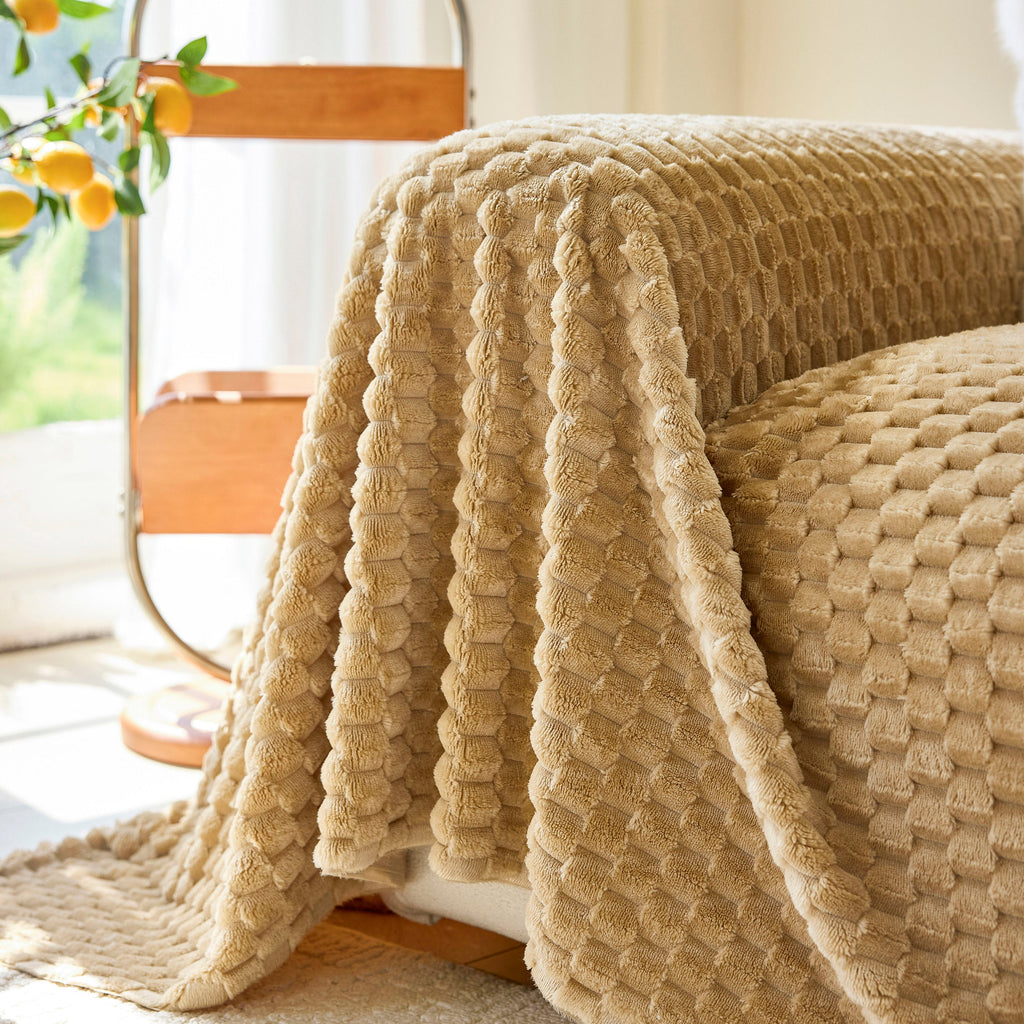 Thick Plush Non-Slip Sofa Throw Cover, Warm Soft Faux Fur Couch Protector for Winter