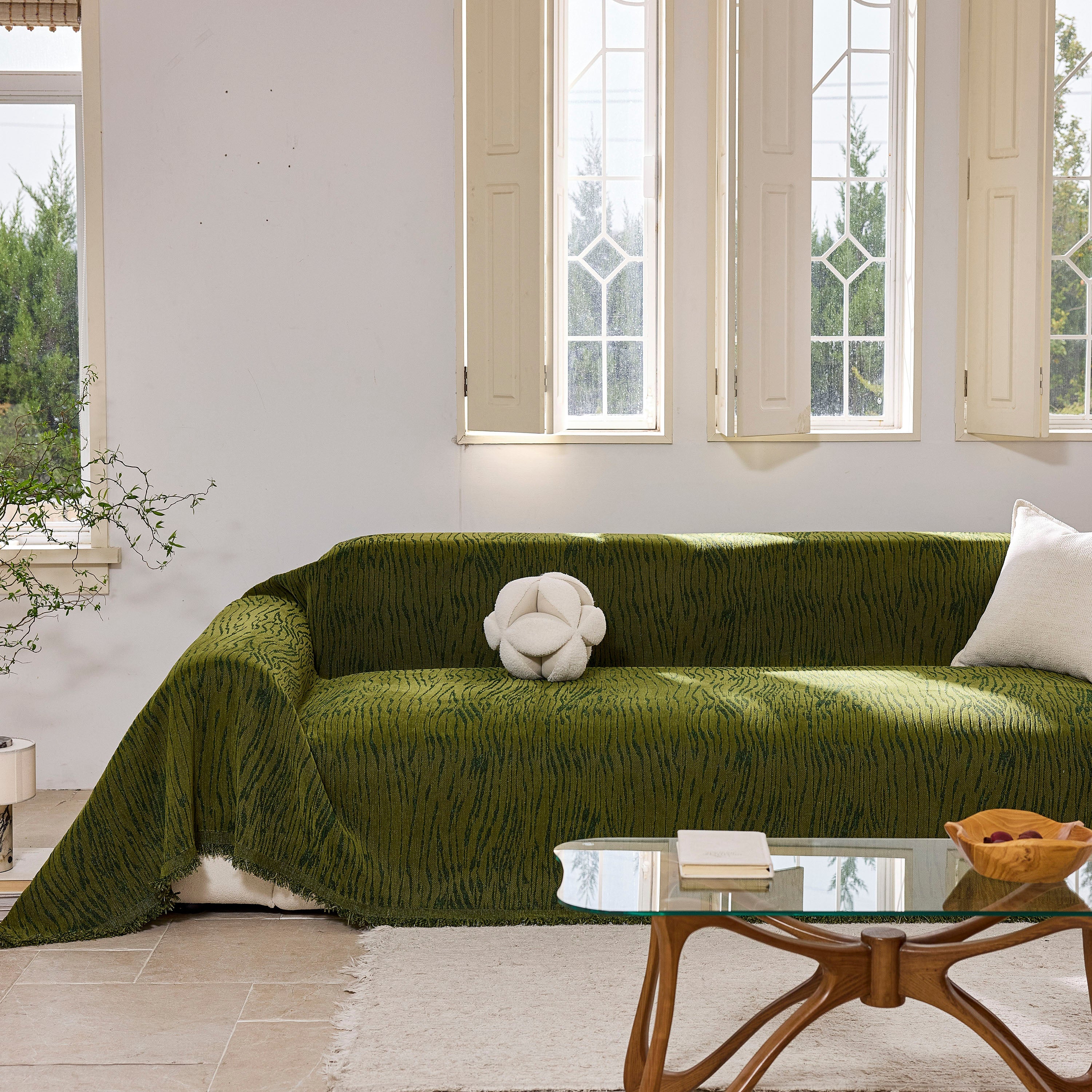 Chenille Sofa Cover Throw Couch Cover Blanket, Soft Slipcover Alternative for Pets