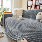 Thick Plush Non-Slip Sofa Throw Cover, Warm Soft Faux Fur Couch Protector for Winter