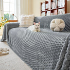 Thick Plush Non-Slip Sofa Throw Cover, Warm Soft Faux Fur Couch Protector for Winter