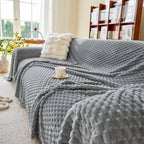 Thick Plush Non-Slip Sofa Throw Cover, Warm Soft Faux Fur Couch Protector for Winter