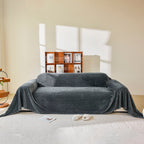 Thick Plush Non-Slip Sofa Throw Cover, Warm Soft Faux Fur Couch Protector for Winter