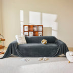 Thick Plush Non-Slip Sofa Throw Cover, Warm Soft Faux Fur Couch Protector for Winter