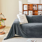 Thick Plush Non-Slip Sofa Throw Cover, Warm Soft Faux Fur Couch Protector for Winter