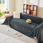 Thick Plush Non-Slip Sofa Throw Cover, Warm Soft Faux Fur Couch Protector for Winter