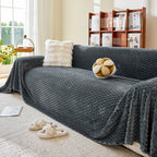 Thick Plush Non-Slip Sofa Throw Cover, Warm Soft Faux Fur Couch Protector for Winter