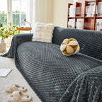 Thick Plush Non-Slip Sofa Throw Cover, Warm Soft Faux Fur Couch Protector for Winter