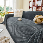 Thick Plush Non-Slip Sofa Throw Cover, Warm Soft Faux Fur Couch Protector for Winter