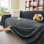 Thick Plush Non-Slip Sofa Throw Cover, Warm Soft Faux Fur Couch Protector for Winter