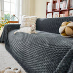 Thick Plush Non-Slip Sofa Throw Cover, Warm Soft Faux Fur Couch Protector for Winter
