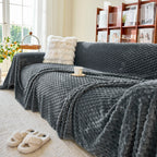 Thick Plush Non-Slip Sofa Throw Cover, Warm Soft Faux Fur Couch Protector for Winter