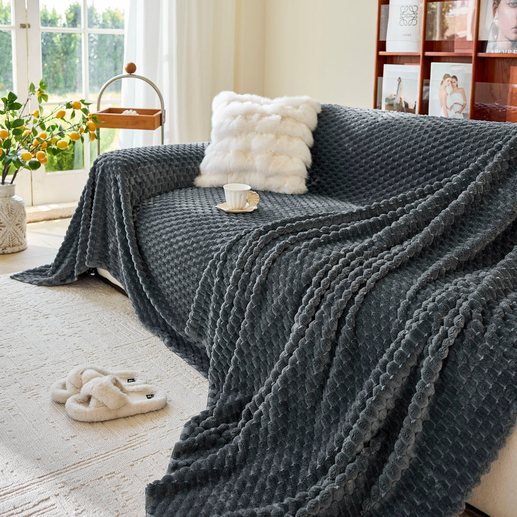 Thick Plush Non-Slip Sofa Throw Cover, Warm Soft Faux Fur Couch Protector for Winter