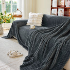 Thick Plush Non-Slip Sofa Throw Cover, Warm Soft Faux Fur Couch Protector for Winter