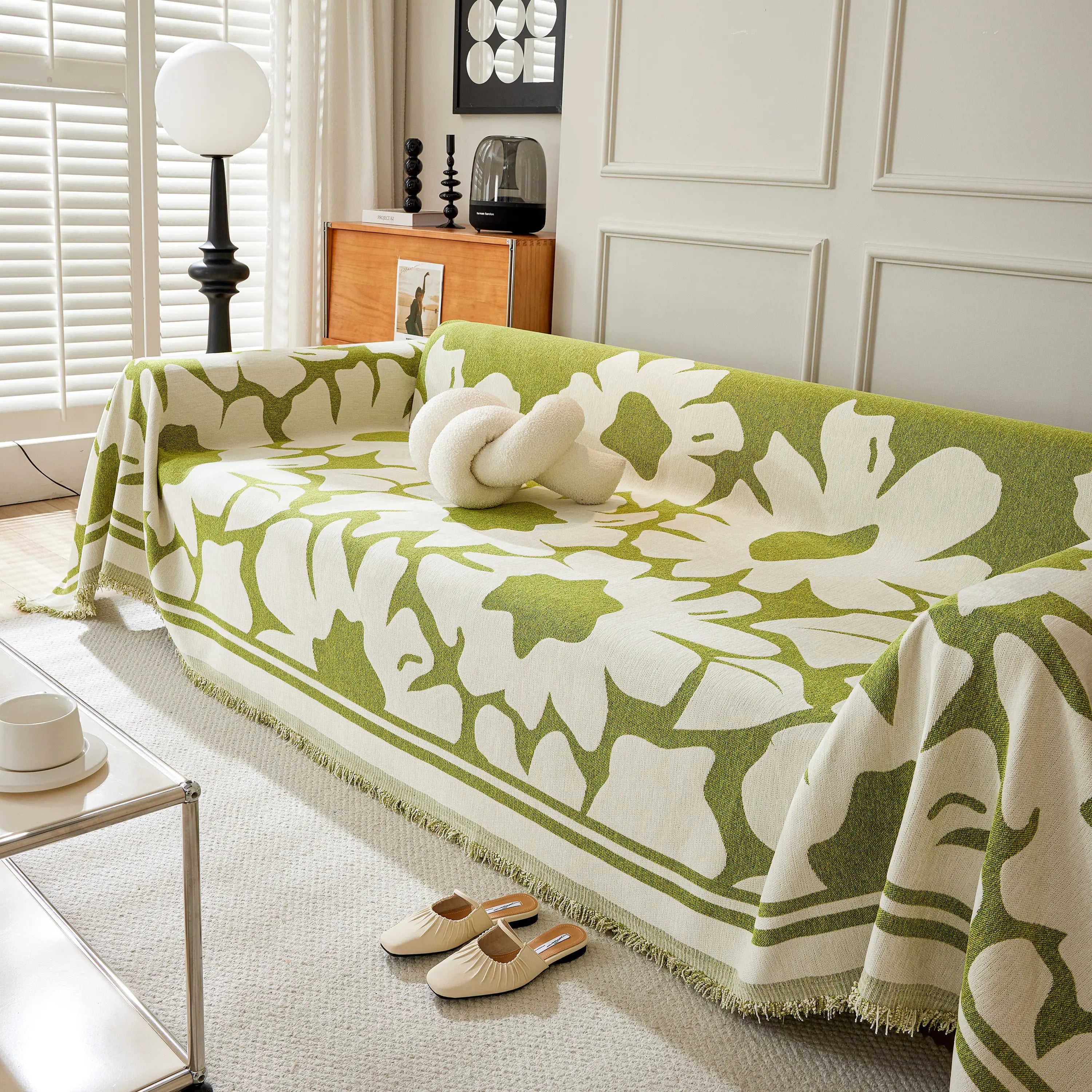 Chenille Floral Soft Thick Reversible Blanket Covers for Couch, Couch Protector Blanket Cover Sofa