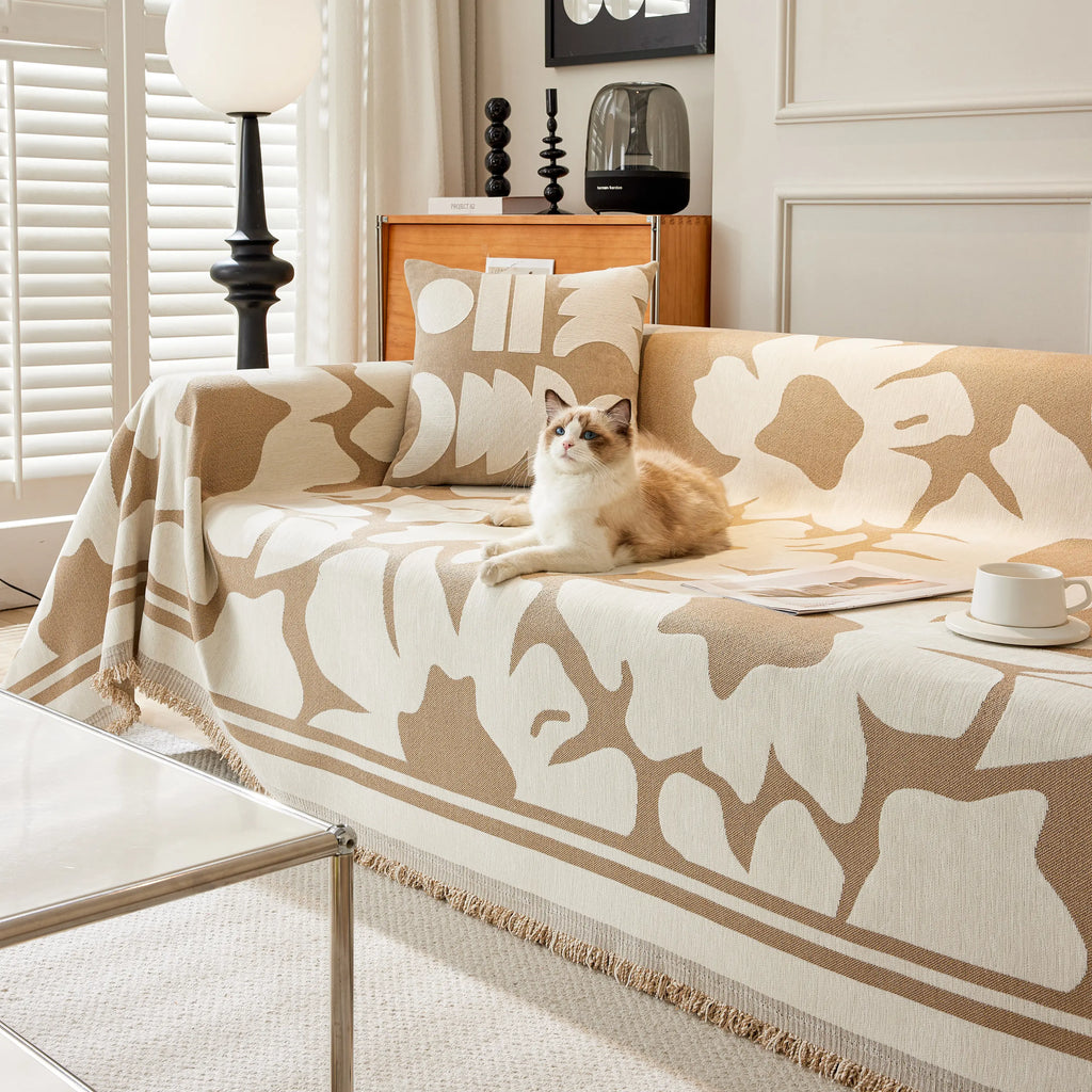 Chenille Floral Soft Thick Reversible Blanket Covers for Couch, Couch Protector Blanket Cover Sofa