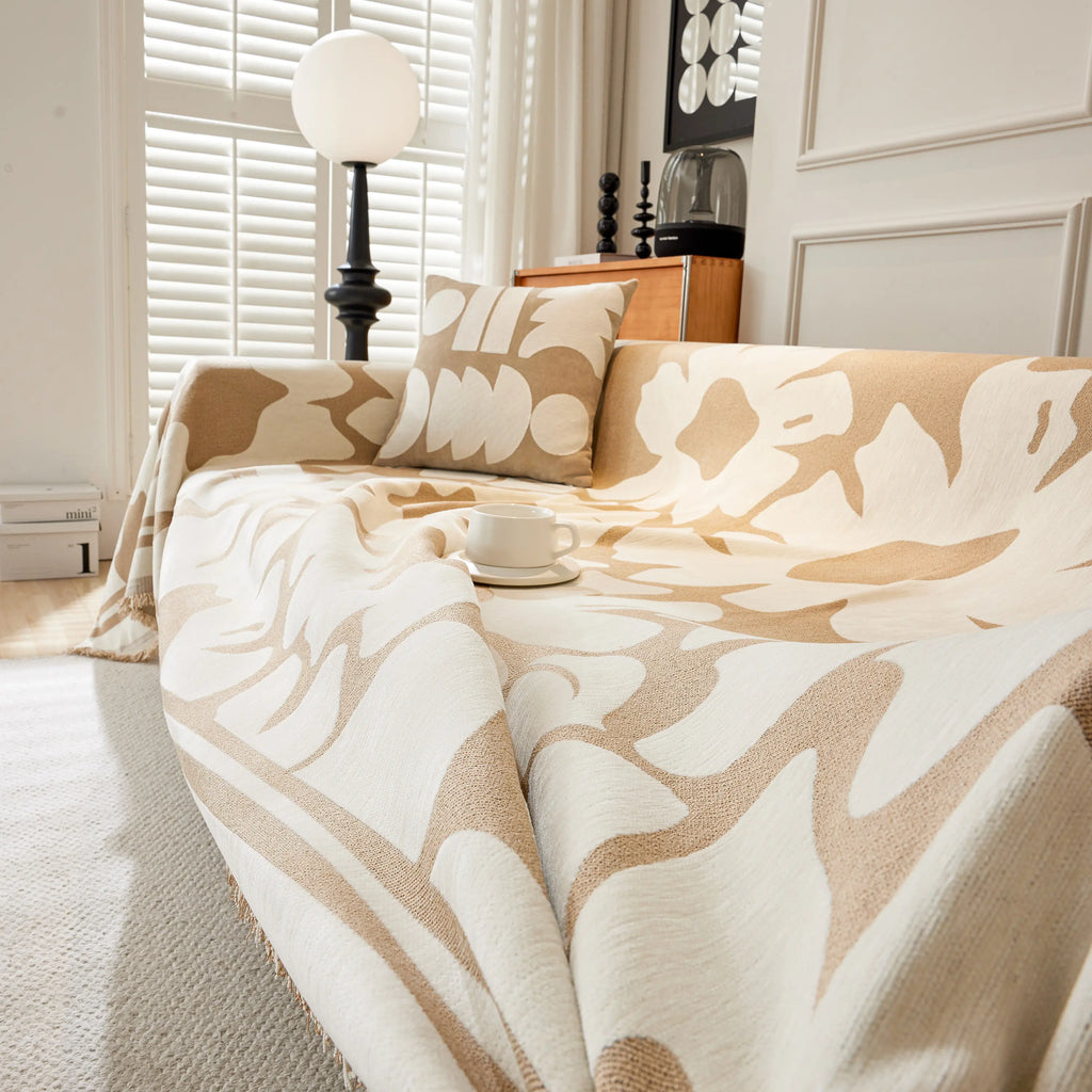 Chenille Floral Soft Thick Reversible Blanket Covers for Couch, Couch Protector Blanket Cover Sofa